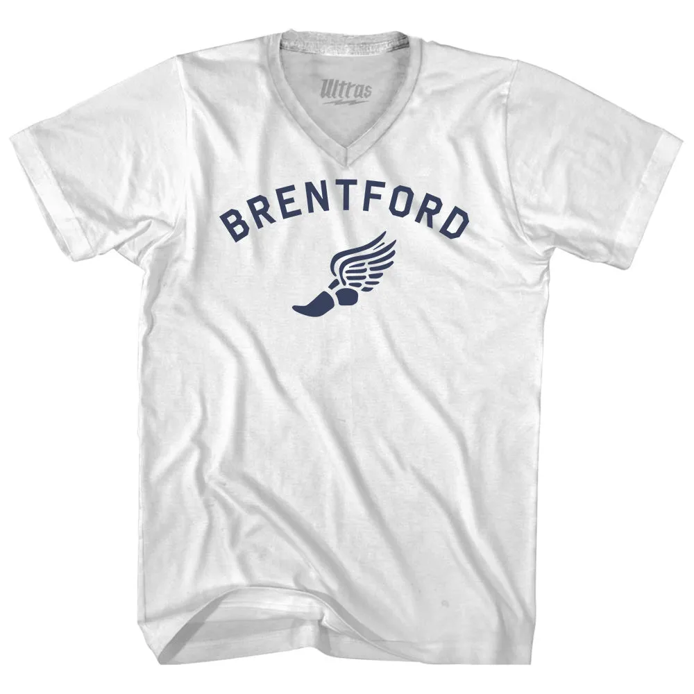 Brentford Running Track Winged Foot-Adult Cotton V-neck T-shirt