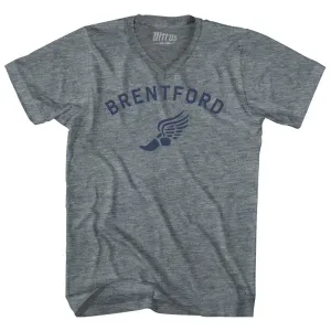 Brentford Running Track Winged Foot-Adult Tri-Blend V-neck T-shirt