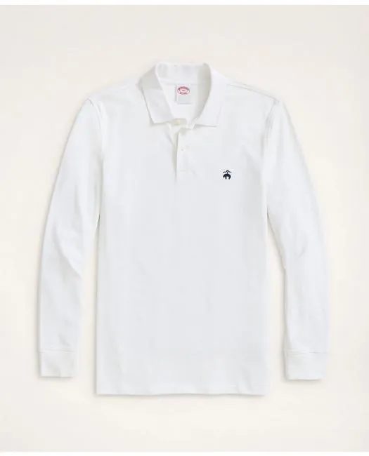 Brooks Brothers Men's Golden Fleece Big & Tall Stretch Supima Long-Sleeve Polo Shirt White