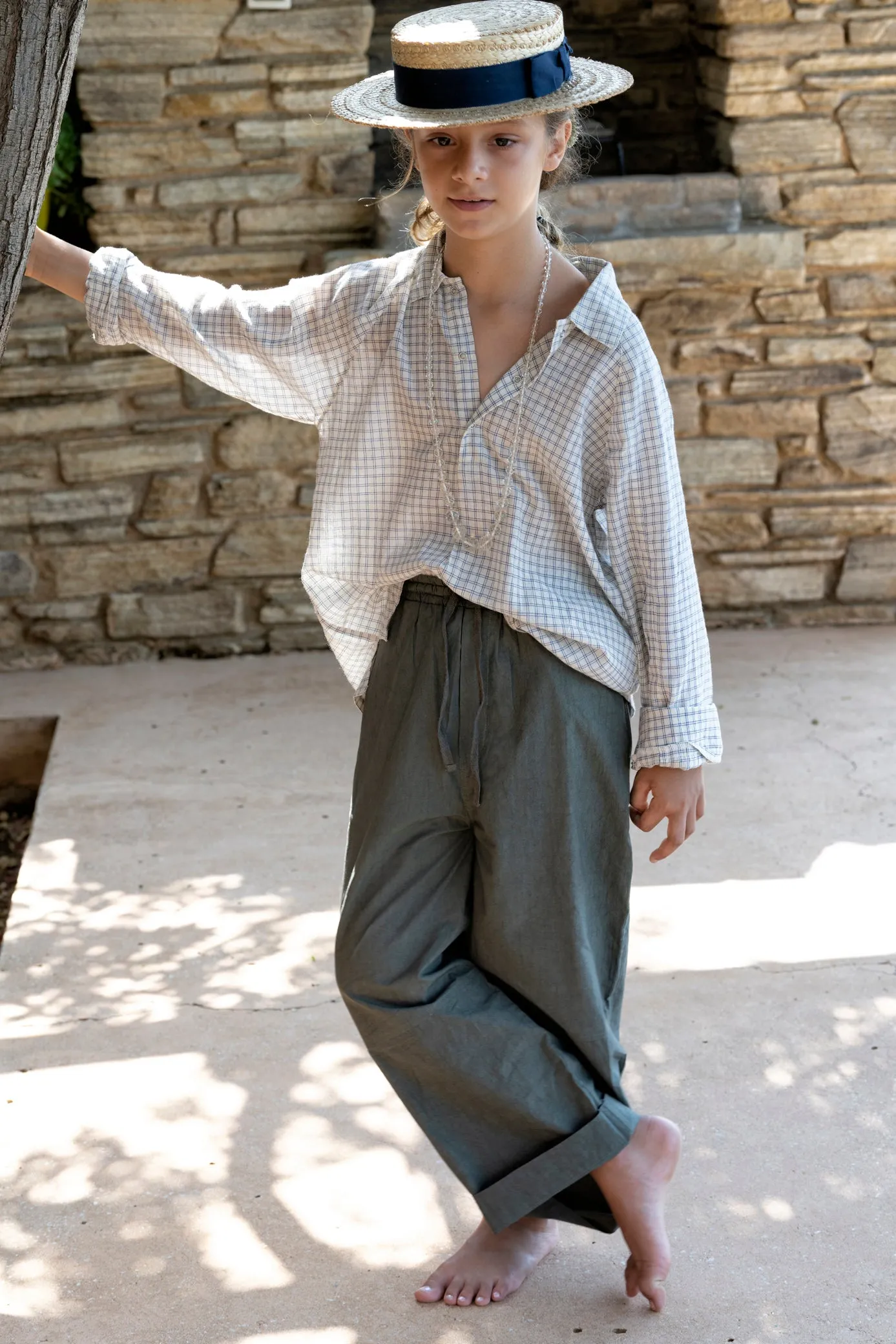 BURDOCK SHIRT - WHITE/NAVY CHECK