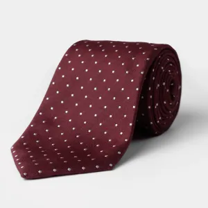 Burgundy & White Micro Dot Silk Tie