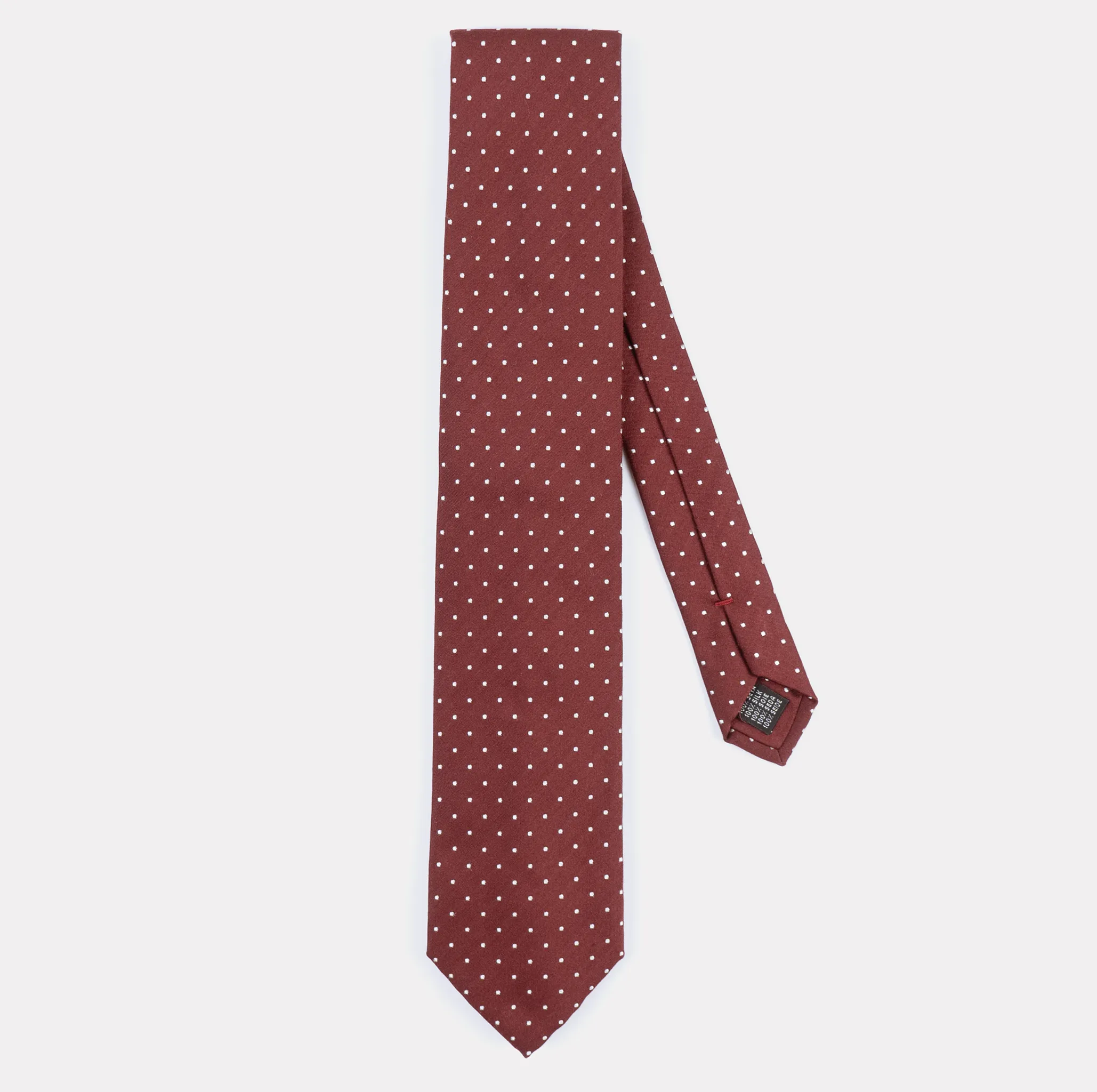 Burgundy & White Micro Dot Silk Tie