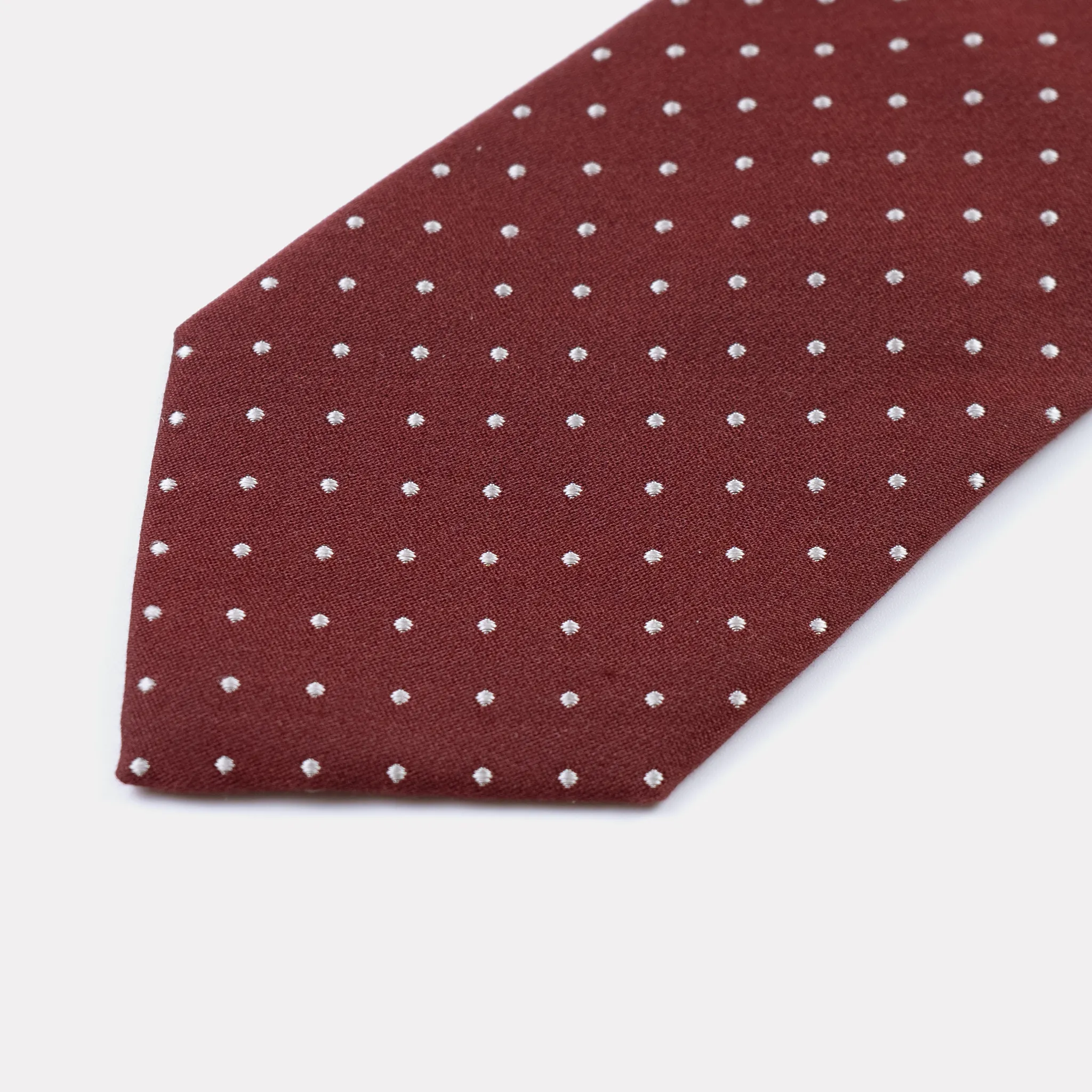 Burgundy & White Micro Dot Silk Tie