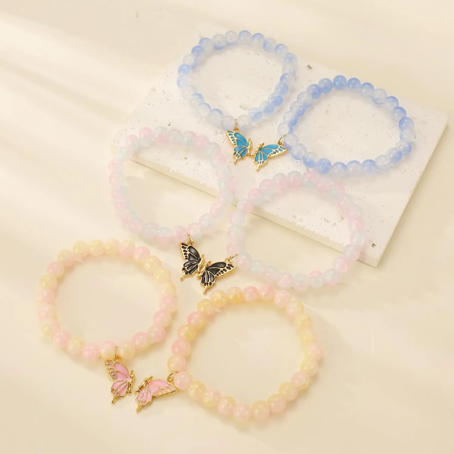 Butterfly Bracelet Butterfly Bracelets for Women Healing Crystals Bracelets Natural Gemstone Stretchable Chip Jewelry 8mm Crystal Beaded Bracelet Gift