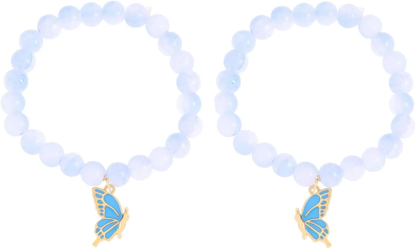 Butterfly Bracelet Butterfly Bracelets for Women Healing Crystals Bracelets Natural Gemstone Stretchable Chip Jewelry 8mm Crystal Beaded Bracelet Gift