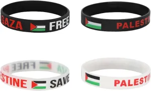 Caiyao 4/8Pcs Sports Silicone Wristbands - Free Palestine Bracelets for Women & Men - Water-proof Rubber Support Palestine Flag Bracelets