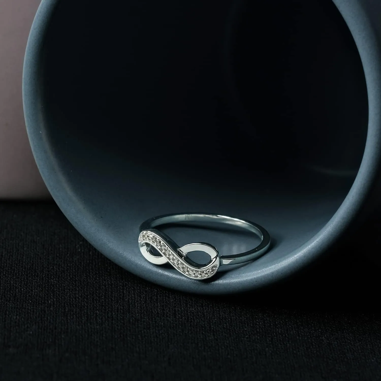 Cali Trove 1/20cttw Natural Diamond Promise Ring for Women in 10K Gold | Infinity Design with Round White Diamond Accents | Mother's Day Gift | White, Yellow or Rose Gold Jewelry with Infinity Sign