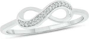 Cali Trove 1/20cttw Natural Diamond Promise Ring for Women in 10K Gold | Infinity Design with Round White Diamond Accents | Mother's Day Gift | White, Yellow or Rose Gold Jewelry with Infinity Sign