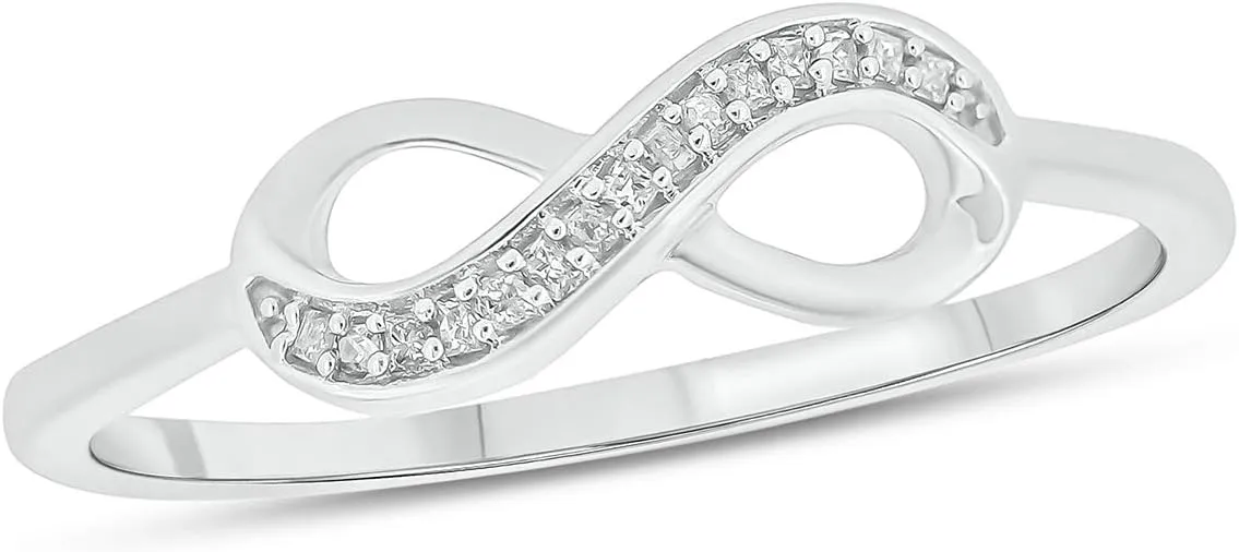 Cali Trove 1/20cttw Natural Diamond Promise Ring for Women in 10K Gold | Infinity Design with Round White Diamond Accents | Mother's Day Gift | White, Yellow or Rose Gold Jewelry with Infinity Sign