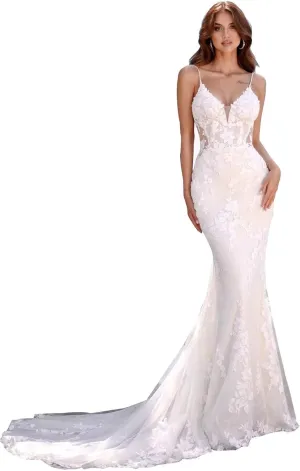 cantcauli Lace Appliques Wedding Dress for Bride Mermaid Off Shoulder Bridal Gown with Train CT035