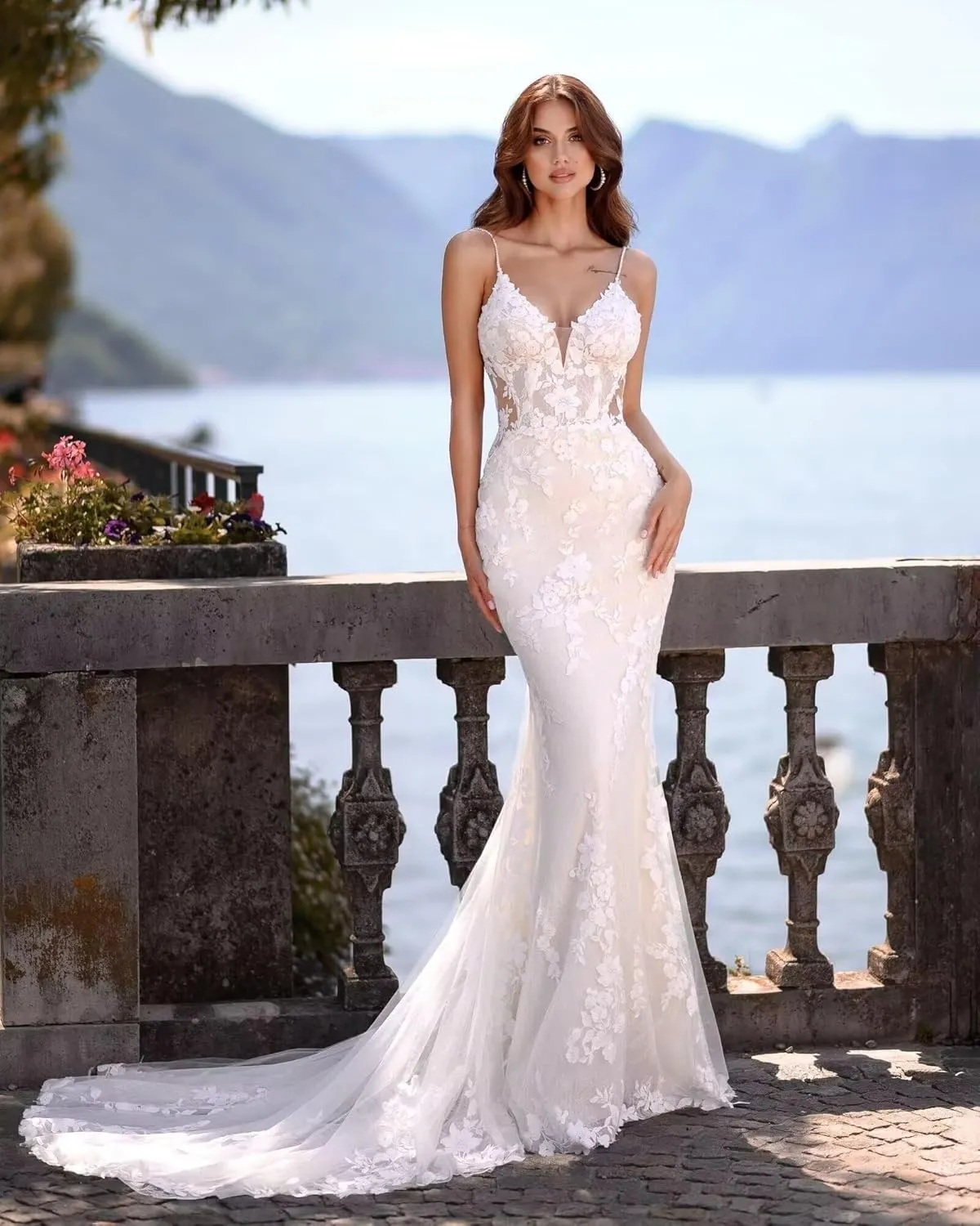 cantcauli Lace Appliques Wedding Dress for Bride Mermaid Off Shoulder Bridal Gown with Train CT035