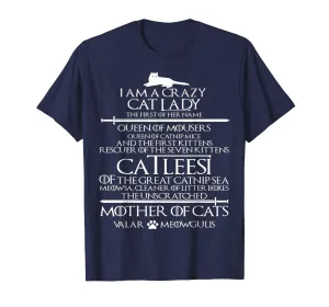 Catleesi Mother Of Cats Funny Cat Lovers Tshirt