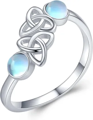 Celtic Knot Ring For Women 925 Sterling Silver Celtic Ring Moonstone Statement Rings Irish Celtic Knot Jewelry Gifts for Women #8