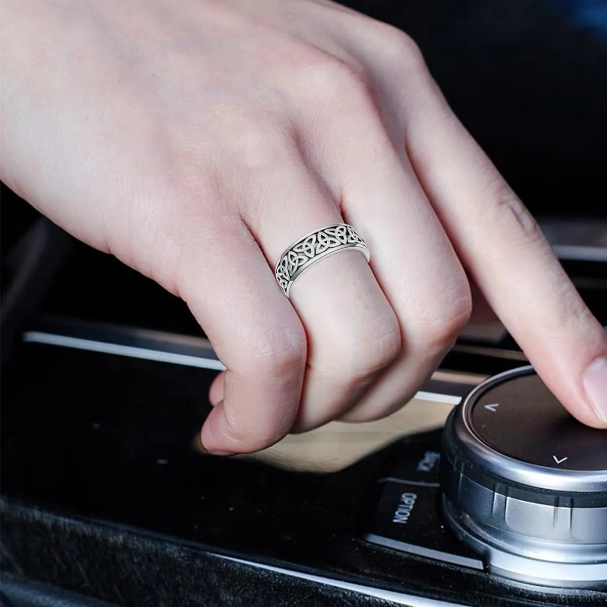 Celtic Knot Ring Sterling Silver 8mm Celtic Knot Wedding Band Ring Gift for Men Women