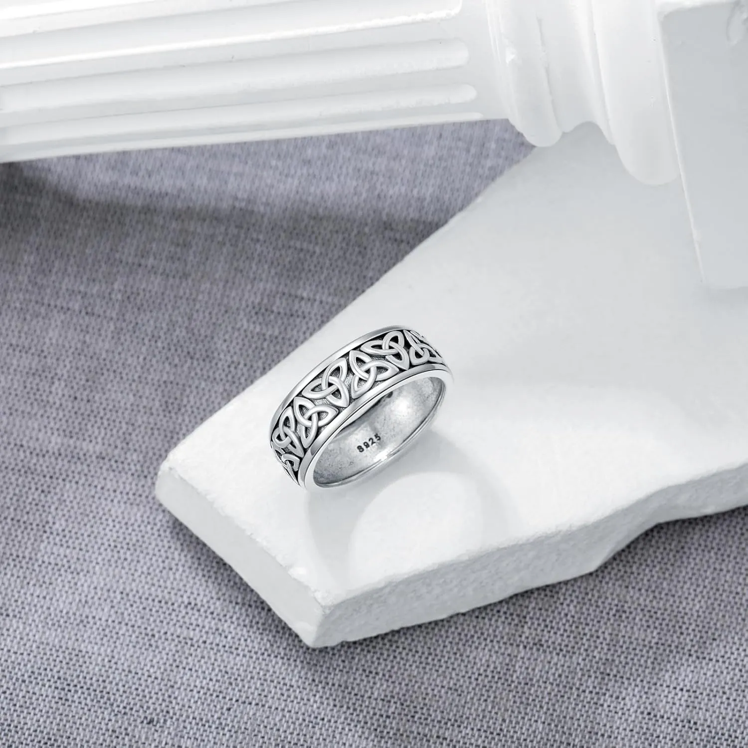 Celtic Knot Ring Sterling Silver 8mm Celtic Knot Wedding Band Ring Gift for Men Women