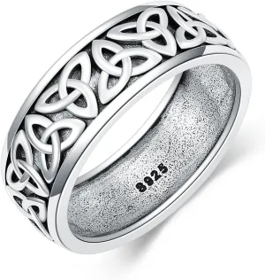 Celtic Knot Ring Sterling Silver 8mm Celtic Knot Wedding Band Ring Gift for Men Women