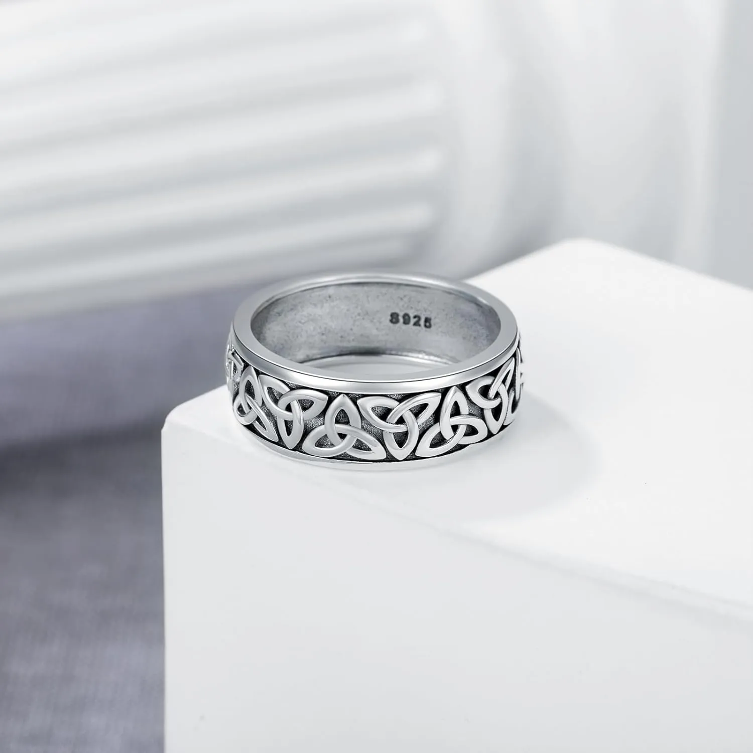 Celtic Knot Ring Sterling Silver 8mm Celtic Knot Wedding Band Ring Gift for Men Women