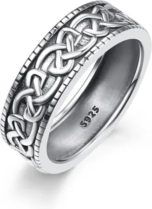 Celtic Knot Rings Sterling Silver Wedding Band Rings for Men Celtic Ring Jewelry Gifts for Men Rings Size 12