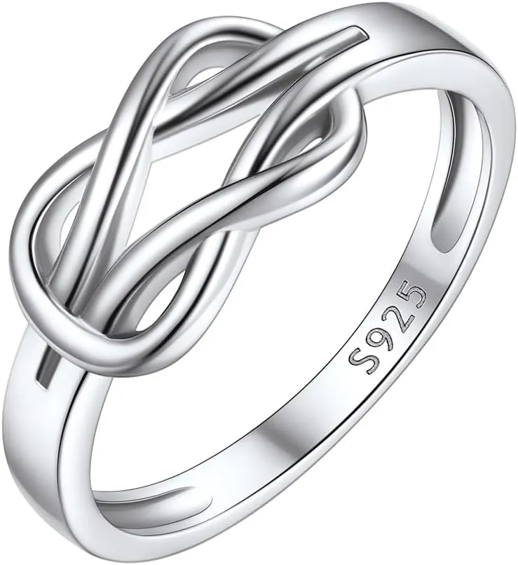 ChicSilver 925 Sterling Silver Rings for Women Love Knot Promise Ring Hypoallergenic Eternity Ring for Women Rings Size 4-12