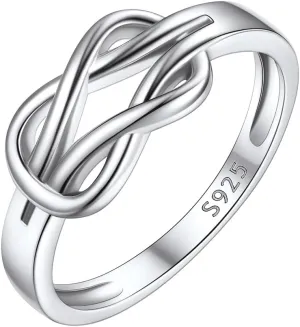 ChicSilver 925 Sterling Silver Rings for Women Love Knot Promise Ring Hypoallergenic Eternity Ring for Women Rings Size 4-12