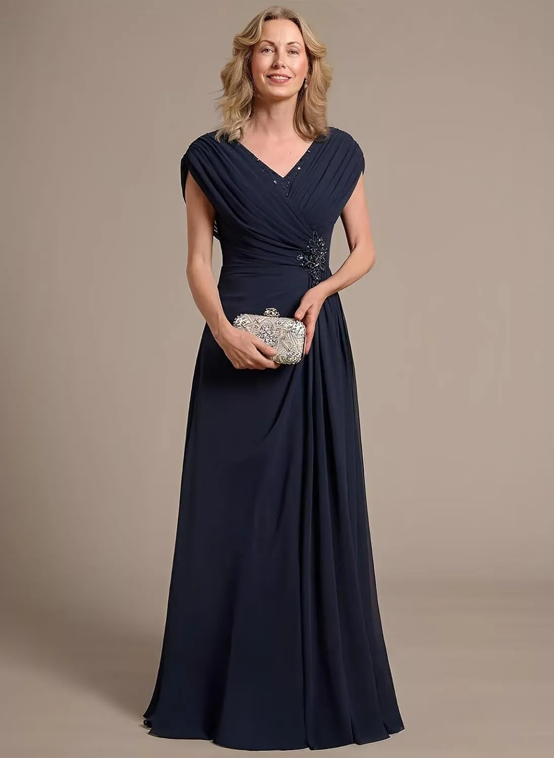 Chiffon Mother of Bride Dress 2025 Cap Sleeves Bridesmaid Dresses A Line Beads Lace Appliques Formal Dress