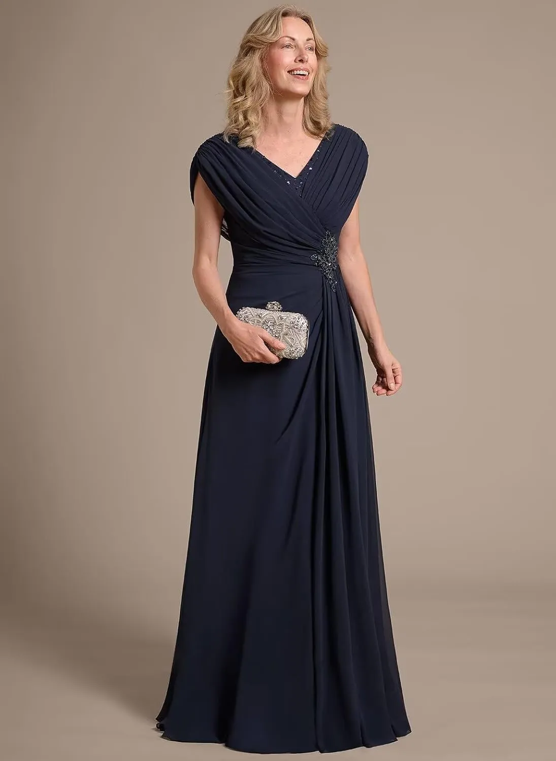 Chiffon Mother of Bride Dress 2025 Cap Sleeves Bridesmaid Dresses A Line Beads Lace Appliques Formal Dress