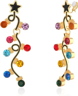 Christmas Clip on Earrings for Women Christmas Light Bulb Clip on Dangle Earrings Hypoallergenic Non-Pierced Holiday Earrings Xmas Clip-on Earrings Jewelry Gifts for Women Teen