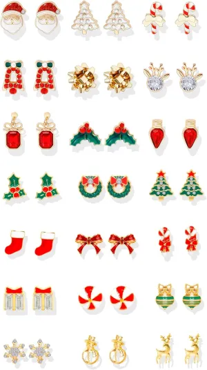 Christmas Earrings for Women Holiday Earrings Christmas Jewelry Surprise Christmas Tree JingleBall Snowman Snowflake Bow Flower Dangle Earrings Stocking Stuffers