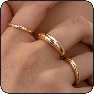 Chunky Gold & Silver Statement Rings for Women - Thick, Stackable Dome Rings