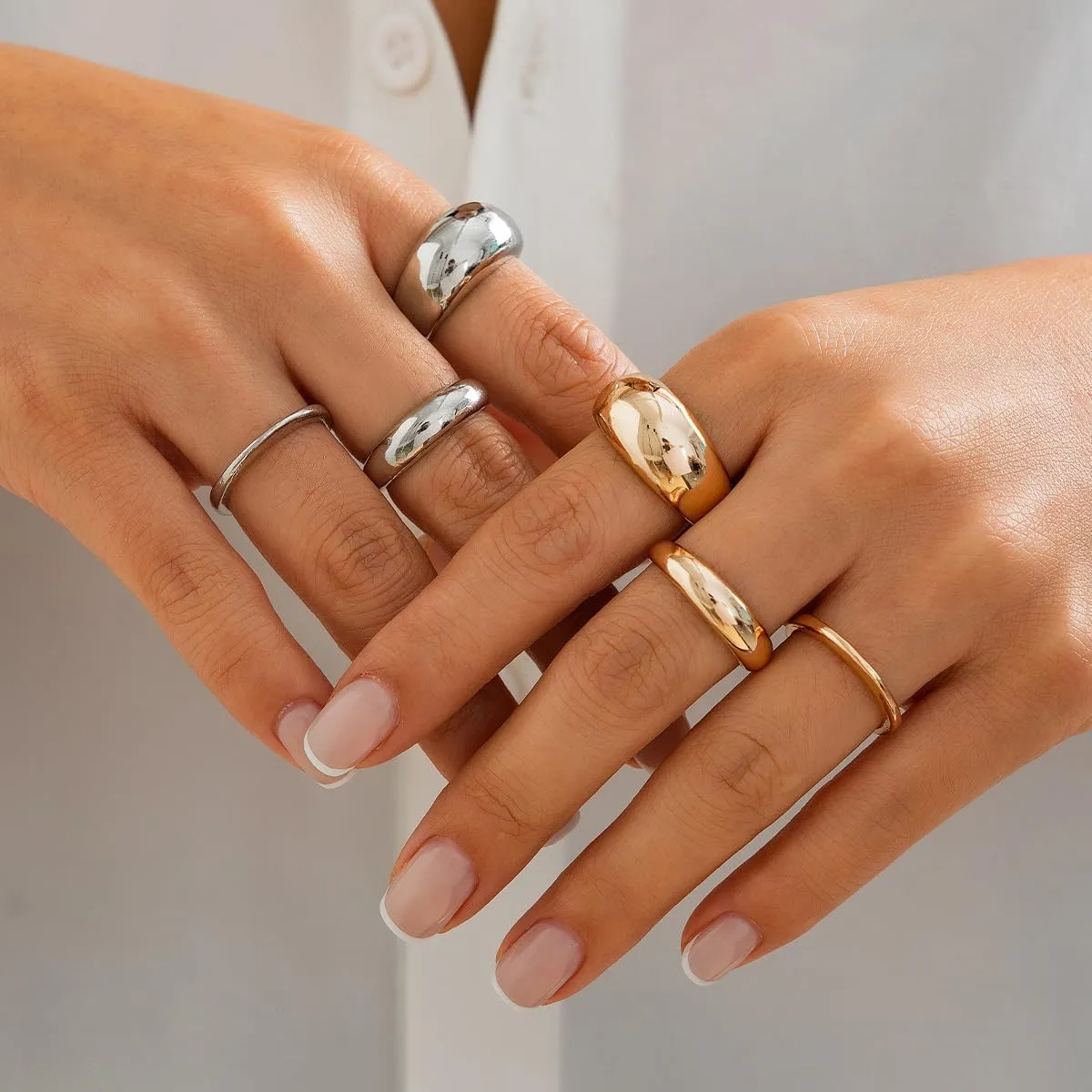 Chunky Gold & Silver Statement Rings for Women - Thick, Stackable Dome Rings