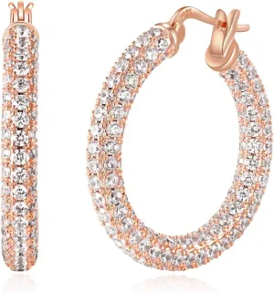 CiNily Hoop Earrings for Women Hypoallergenic, 14K Gold Plated 925 Sterling Silver Lightweight Mult-colors Crystal CZ Chunky Open Hoops Earrings Jewelry Gifts for Sensitive Ears 28mm/1.2"