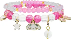 CJIAYUJEW Cute Bracelet Crystal Pearl Bracelets, Anime Elastic Stretch Crystal Bead Bracelet Lovely Cartoon Elastic Beaded Bracelets for Women