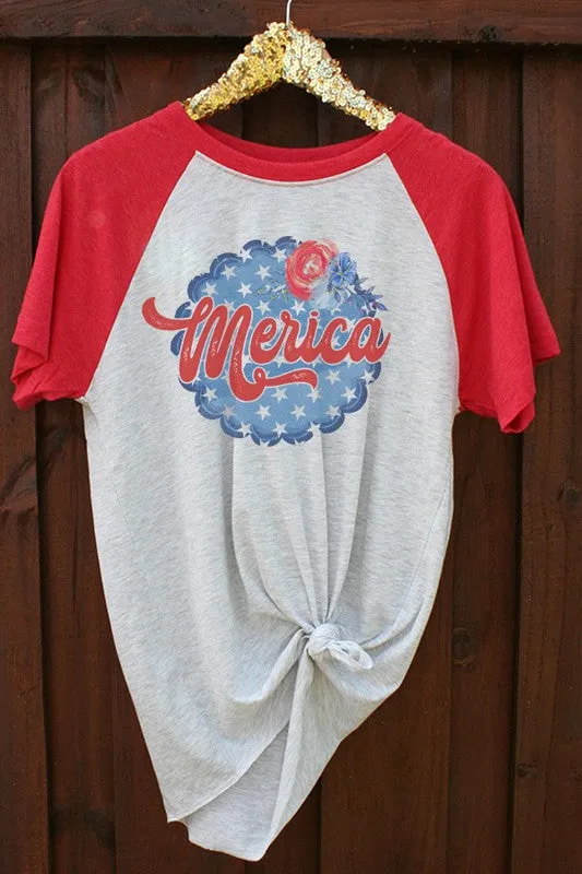Clearance Merica Short Sleeve Raglan