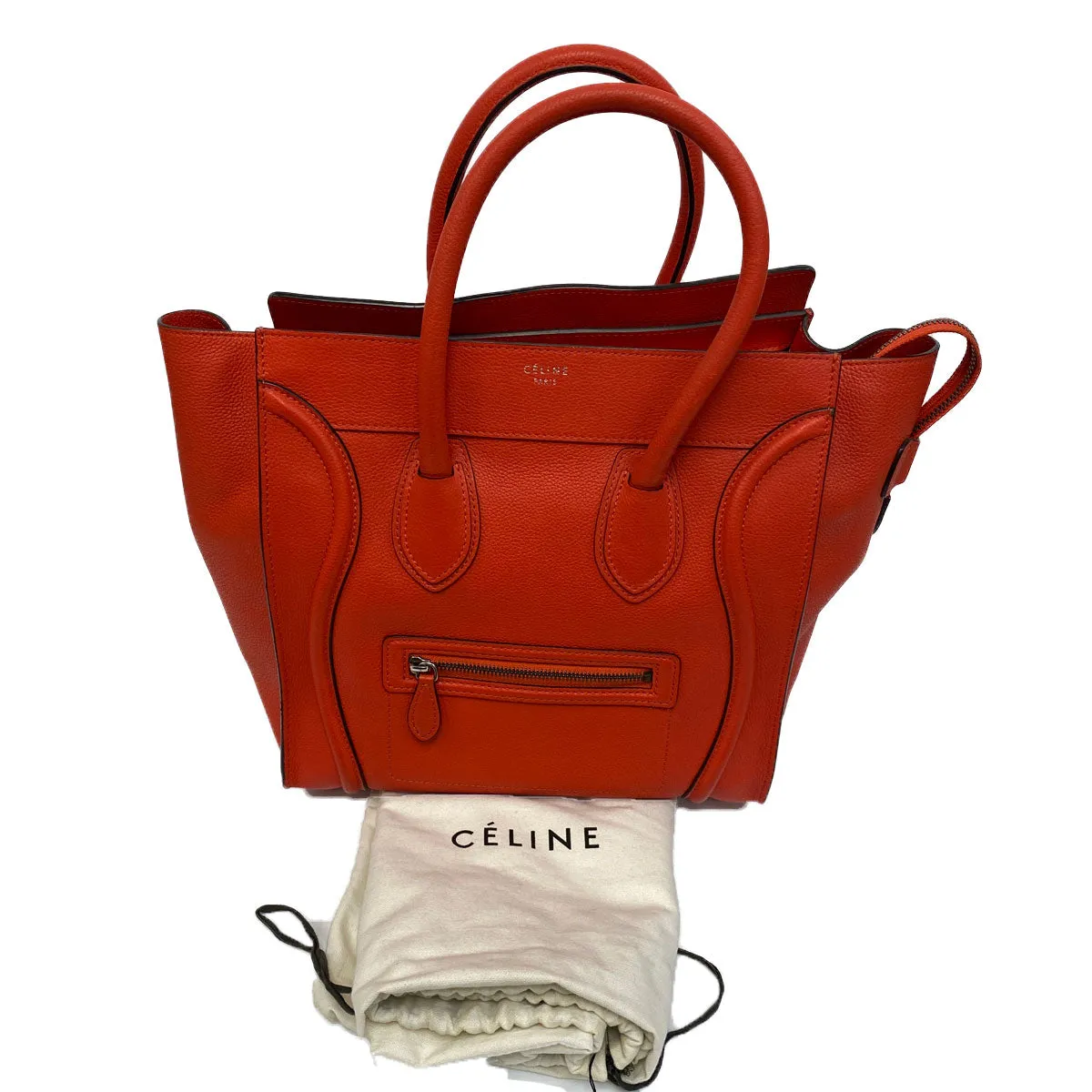Céline Mini Luggage Vermillion Drummed Calfskin