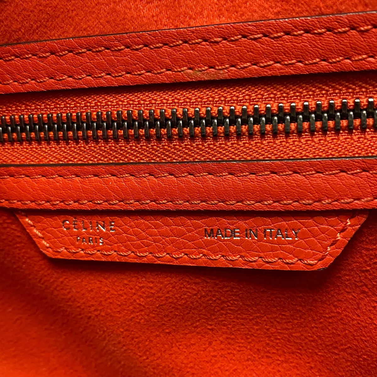 Céline Mini Luggage Vermillion Drummed Calfskin