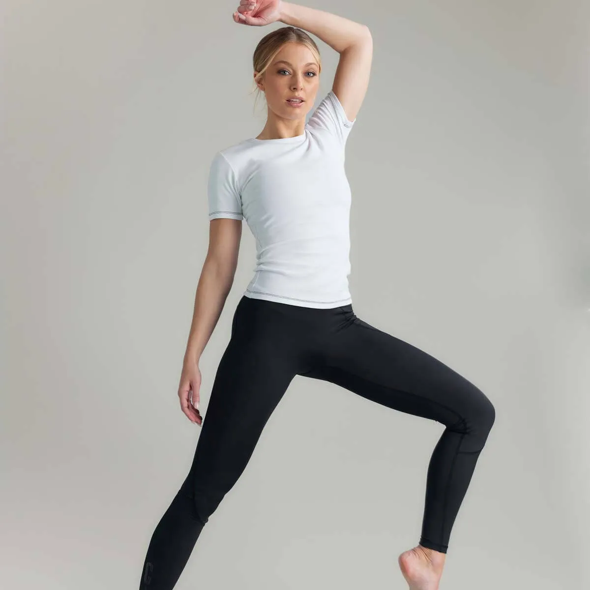CLQ Flex Contrast Stitch Tee White