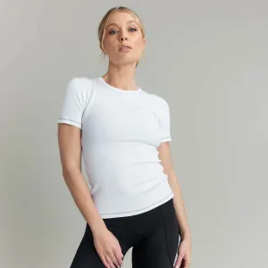 CLQ Flex Contrast Stitch Tee White