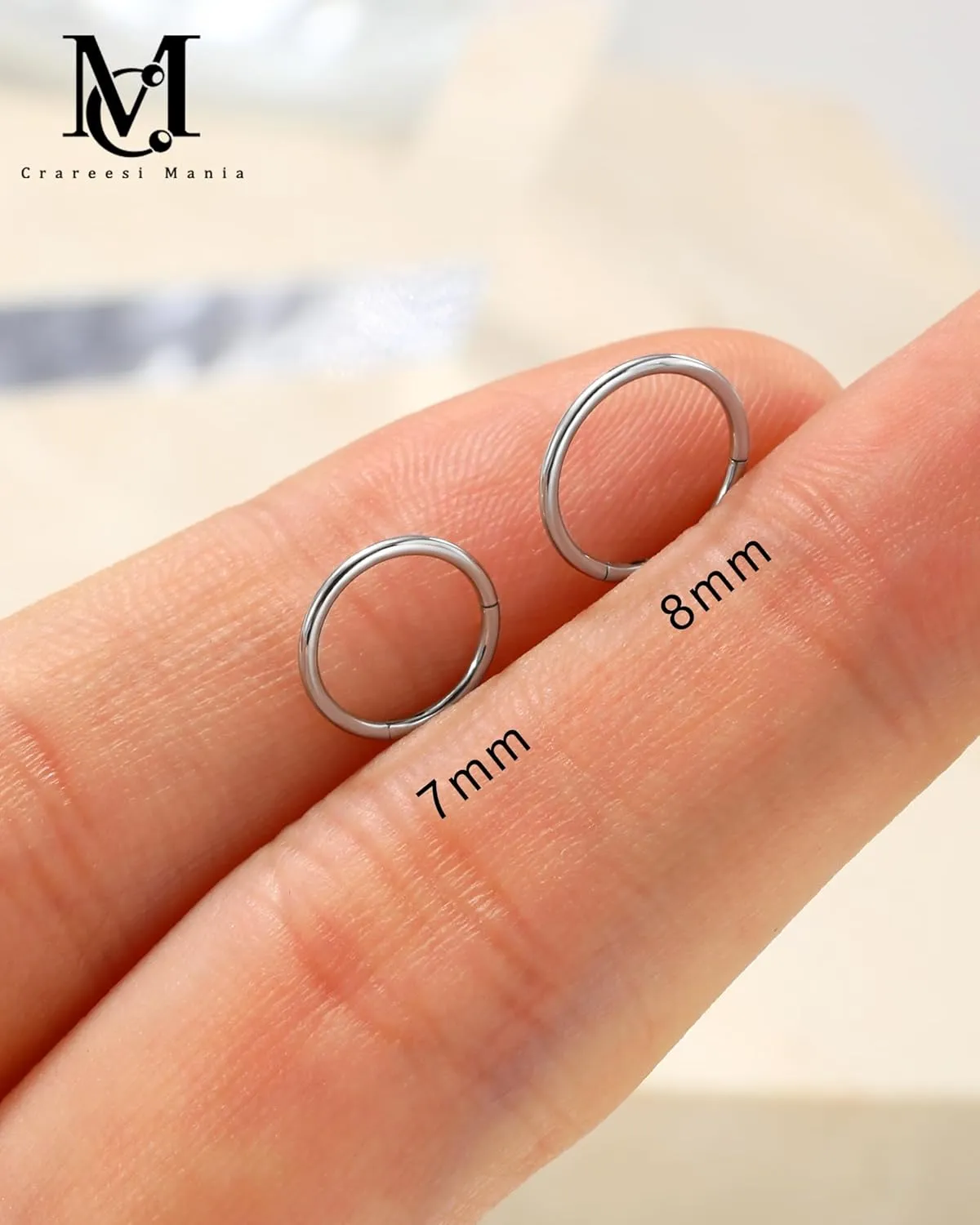 CM Crareesi Mania Triple/Double Hoop Nose Ring - 3Pcs Septum Rings Clicker 316L Stainless Steel Conch Piercing Jewelry Cartilage Earring Helix Rook Tragus
