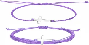 COLORFUL BLING 2Pcs Cross Bracelet for Women Handmade Braided Adjustable Friendship Matching Couple Strand Sideways Bracelets Kabbalah Lucky Prayer Christian Jewelry