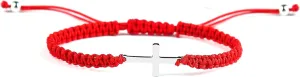 COLORFUL BLING Cross Bracelet for Women Men Stainless Steel Adjustable Braided String Sideways Bracelet Protection Prayer Amulet Christian Jewelry