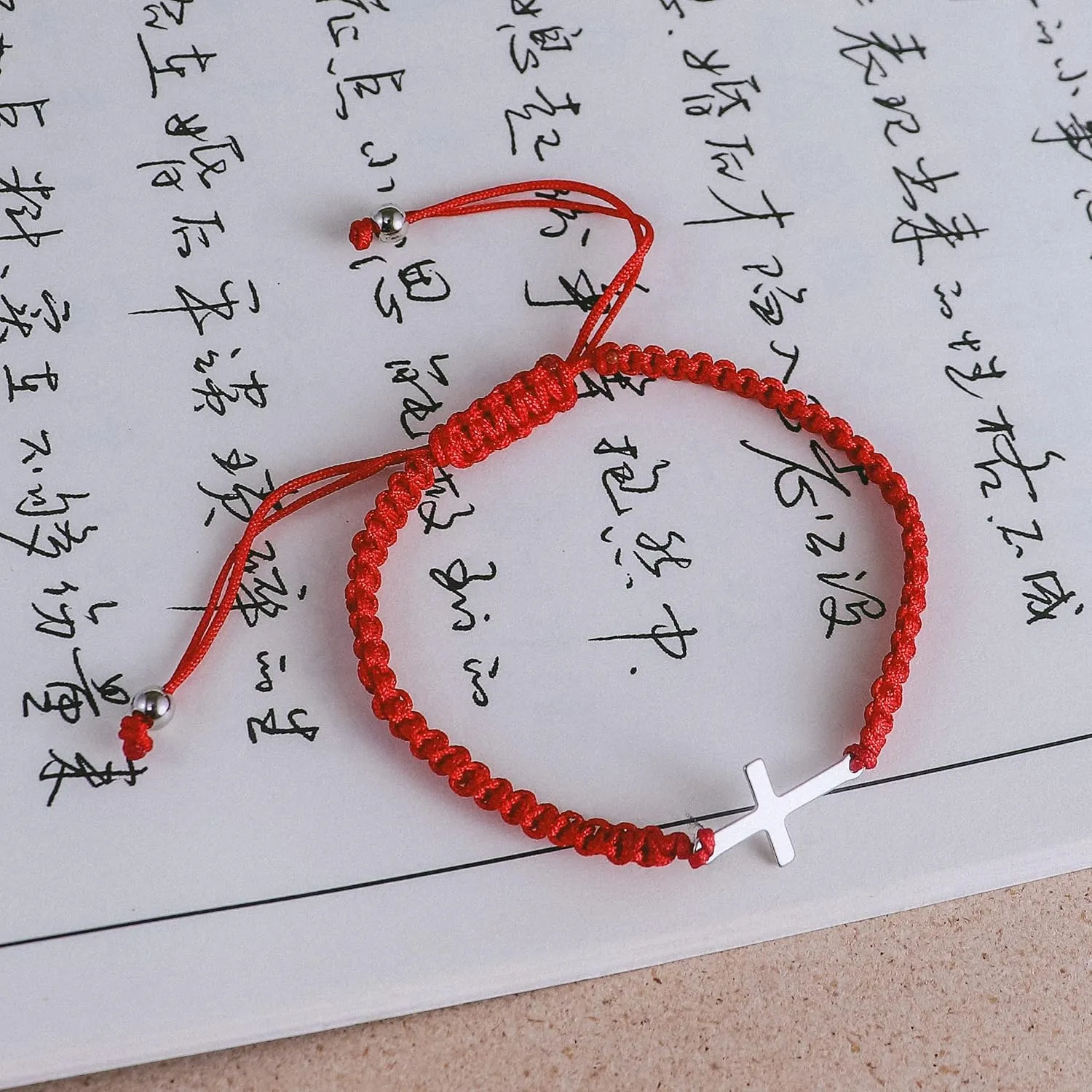COLORFUL BLING Cross Bracelet for Women Men Stainless Steel Adjustable Braided String Sideways Bracelet Protection Prayer Amulet Christian Jewelry