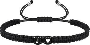 COLORFUL BLING Initial Bracelet for Women Gifts Handmade Rope Braided 26 Alphabet Letter Heart Sister Daughter Mom Mother's Day Friendship Wristband Jewelry