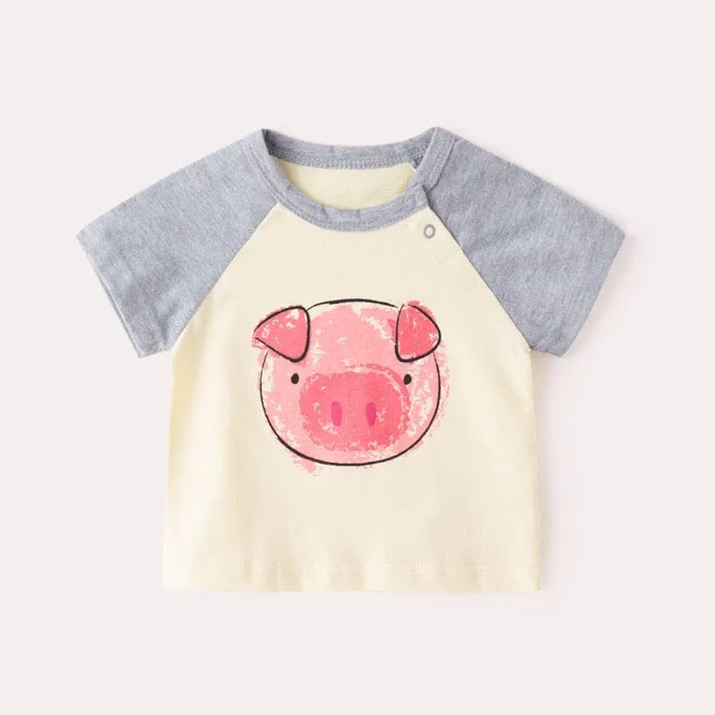 Comic Animal Color Block Summer Tee