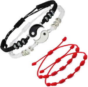 Connect with your Soulmate: Ying Yang Bracelets for couples that symbolize eternal love   Comes with Fabric Pouch "Adjustable Macram Cord"