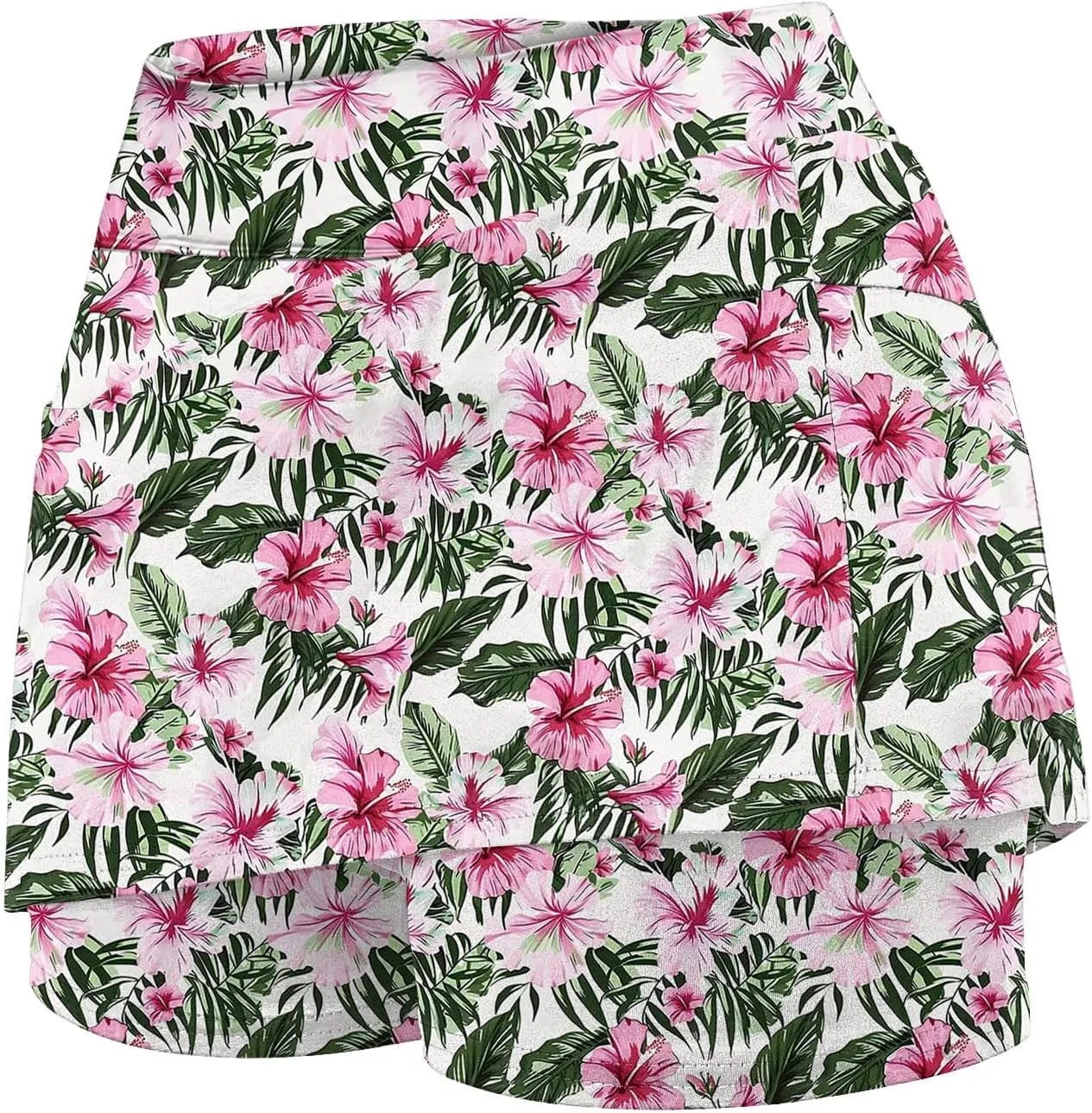 cooki Women's Athletic Skorts Lightweight Golf Skirts Inner Shorts Summer High Waisted Stretchy Floral Print Tennis Skort