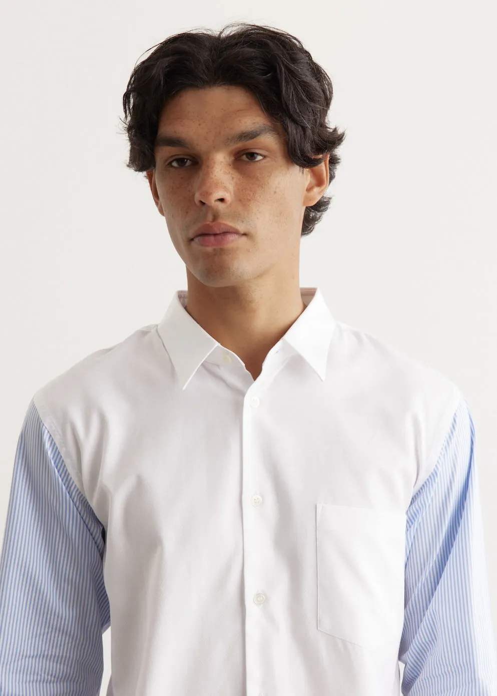 Cotton Dobby x Cotton Stripe Contrast Shirt