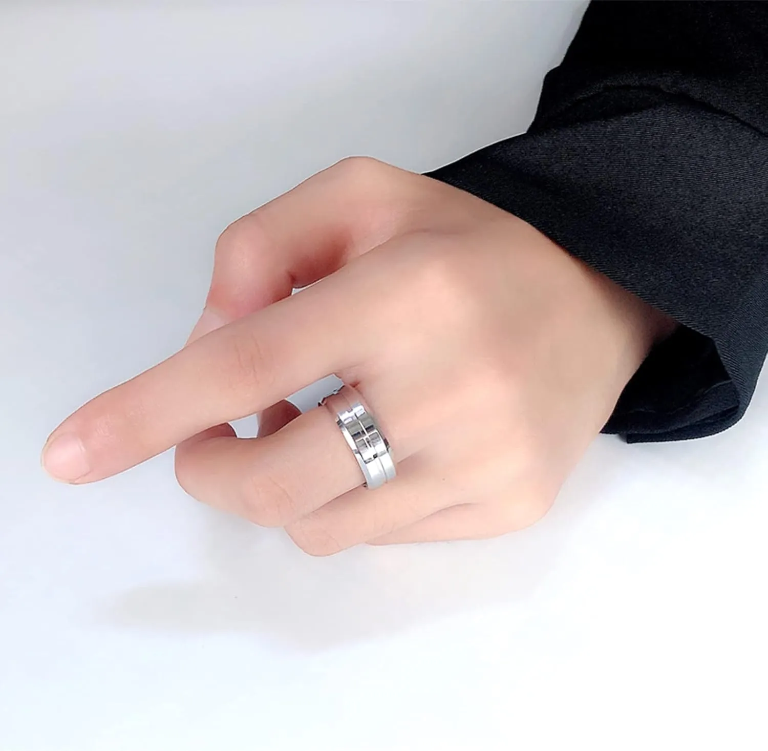 Couples Rings His Hers Women's CZ Engagement 18K White Gold Filled Bridal Ring Sets & Men's Titanium Steel Wedding Band