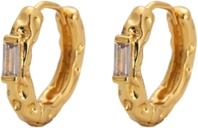 Cubic Zirconia Circle Hoop Earrings Gold Ear Cuffs for Women White Zircon Geometry Hoop Earring Ear Cuff Dainty Gold Earrings for Birthday Christmas Gifts