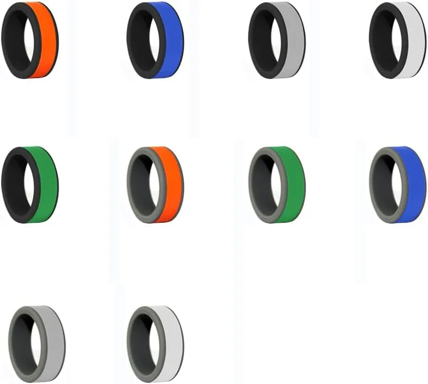 Custom Logo Text Silicone Rings 8mm Two-Tone Removable Ring-Yoga Rings-Christian Jesus Cross Faith Inspirational Rings-Couple Wedding Band Engagement Rings,Size 8-13