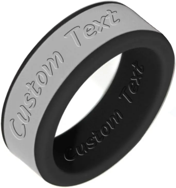 Custom Logo Text Silicone Rings 8mm Two-Tone Removable Ring-Yoga Rings-Christian Jesus Cross Faith Inspirational Rings-Couple Wedding Band Engagement Rings,Size 8-13